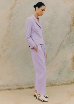 Online ME+EM Textured Tapered Trouser Dusted Lilac