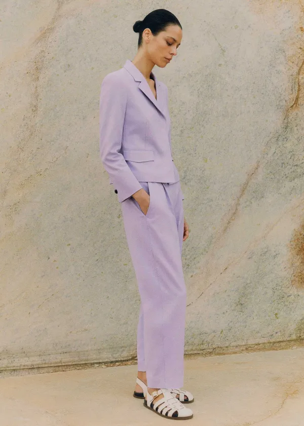 Clearance ME+EM Textured Tapered Trouser Suit Purple