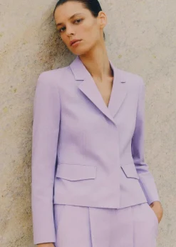 Clearance ME+EM Textured Tapered Trouser Suit Purple