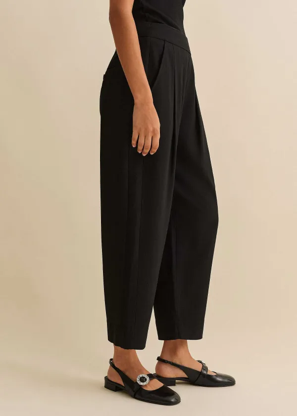 Discount ME+EM Textured Weave Crop Tapered Trouser Black
