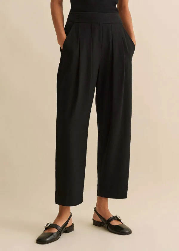 Discount ME+EM Textured Weave Crop Tapered Trouser Black