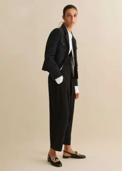 Discount ME+EM Textured Weave Crop Tapered Trouser Black