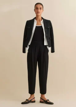 Discount ME+EM Textured Weave Crop Tapered Trouser Black