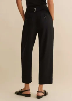 Discount ME+EM Textured Weave Crop Tapered Trouser Black