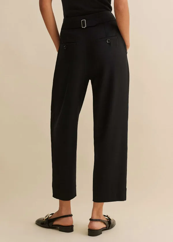 Discount ME+EM Textured Weave Crop Tapered Trouser Black