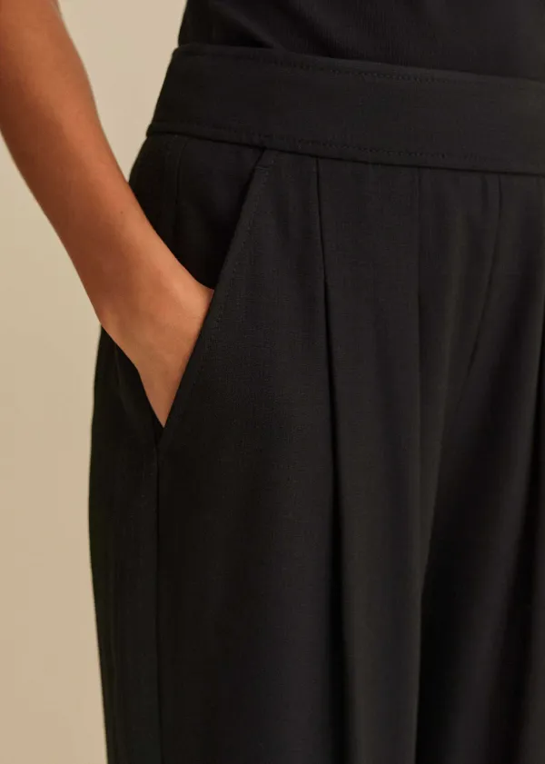 Discount ME+EM Textured Weave Crop Tapered Trouser Black