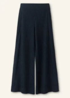 ME+EM Textured Wide-Leg Palazzo Pant Navy