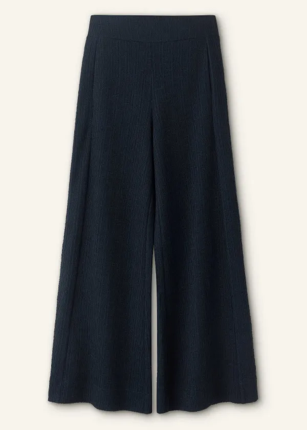 ME+EM Textured Wide-Leg Palazzo Pant Navy