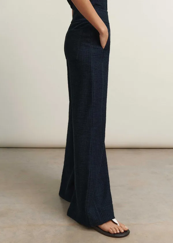 ME+EM Textured Wide-Leg Palazzo Pant Navy