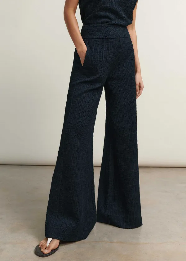 ME+EM Textured Wide-Leg Palazzo Pant Navy