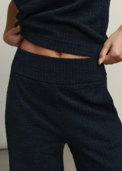 ME+EM Textured Wide-Leg Palazzo Pant Navy