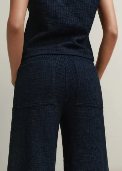 ME+EM Textured Wide-Leg Palazzo Pant Navy