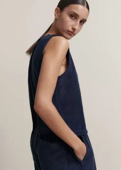 Sale ME+EM Towelling Crop Top Navy