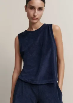 Sale ME+EM Towelling Crop Top Navy