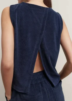 Sale ME+EM Towelling Crop Top Navy