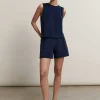 Clearance ME+EM Towelling Crop Top + Short Co-Ord Blue