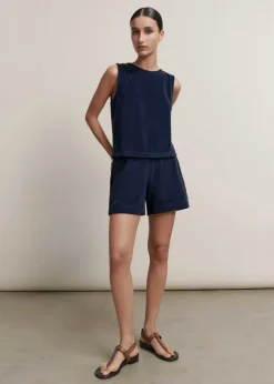 Clearance ME+EM Towelling Crop Top + Short Co-Ord Blue