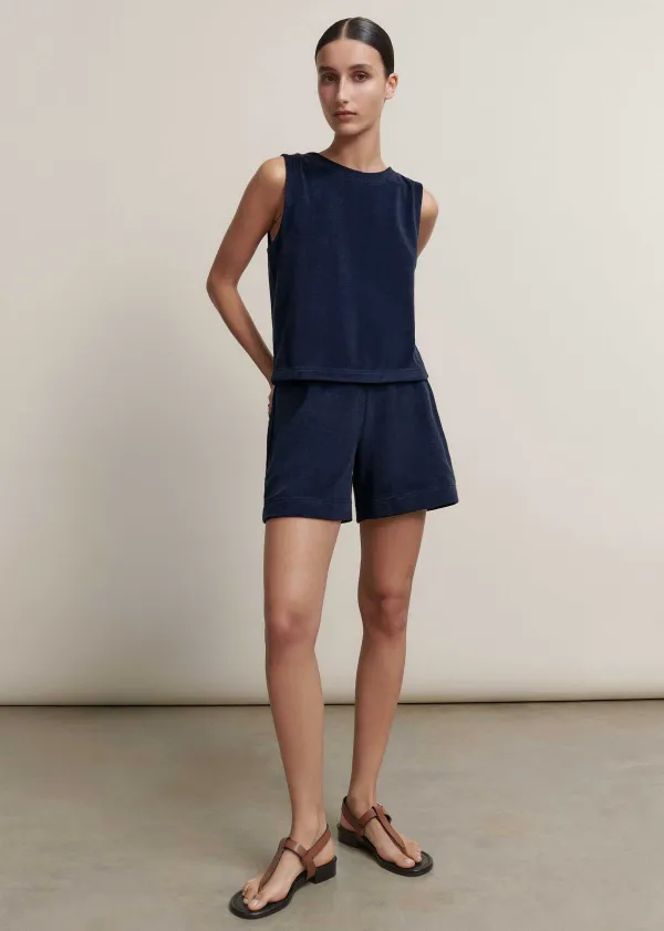 Clearance ME+EM Towelling Crop Top + Short Co-Ord Blue