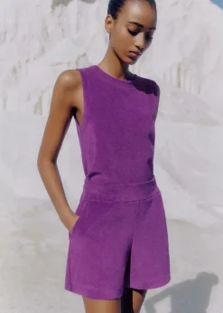 ME+EM Towelling Crop Top + Short Co-Ord Purple