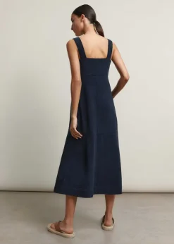 Discount ME+EM Towelling Sleeveless Midi Dress Navy