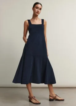 Discount ME+EM Towelling Sleeveless Midi Dress Navy