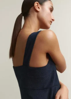 Discount ME+EM Towelling Sleeveless Midi Dress Navy