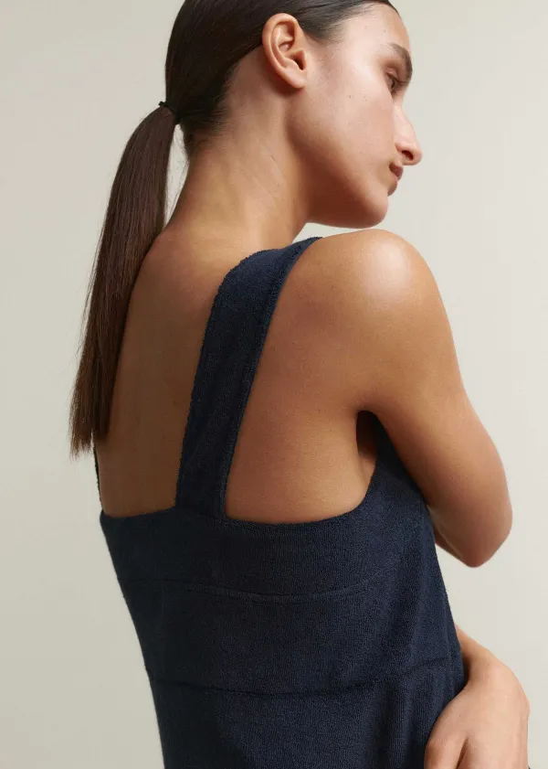 Discount ME+EM Towelling Sleeveless Midi Dress Navy