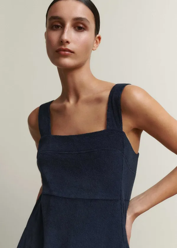 Discount ME+EM Towelling Sleeveless Midi Dress Navy