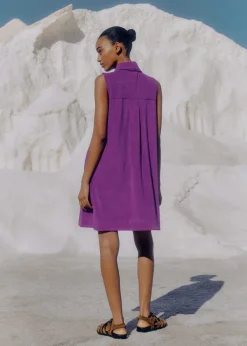 Discount ME+EM Towelling Sleeveless Swing Dress Summer Purple