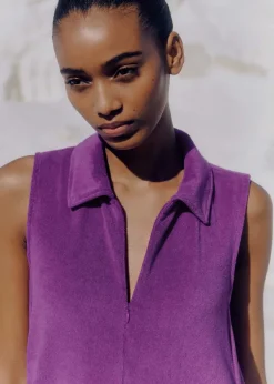 Discount ME+EM Towelling Sleeveless Swing Dress Summer Purple