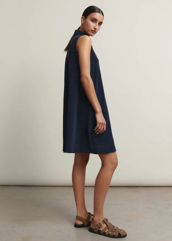 Clearance ME+EM Towelling Sleeveless Swing Dress Navy