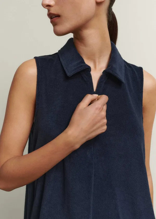Clearance ME+EM Towelling Sleeveless Swing Dress Navy