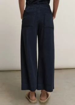 ME+EM Towelling Wide-Leg Crop Trouser Navy