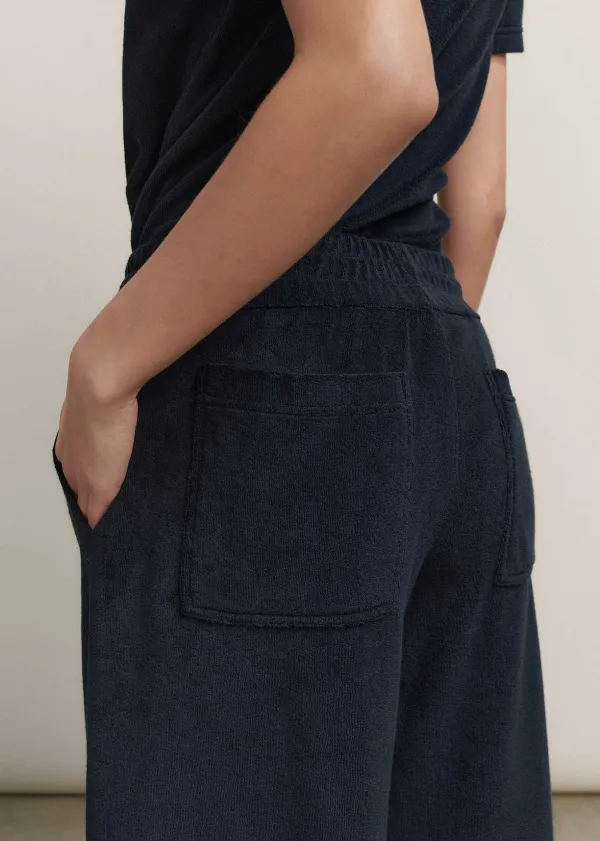 ME+EM Towelling Wide-Leg Crop Trouser Navy