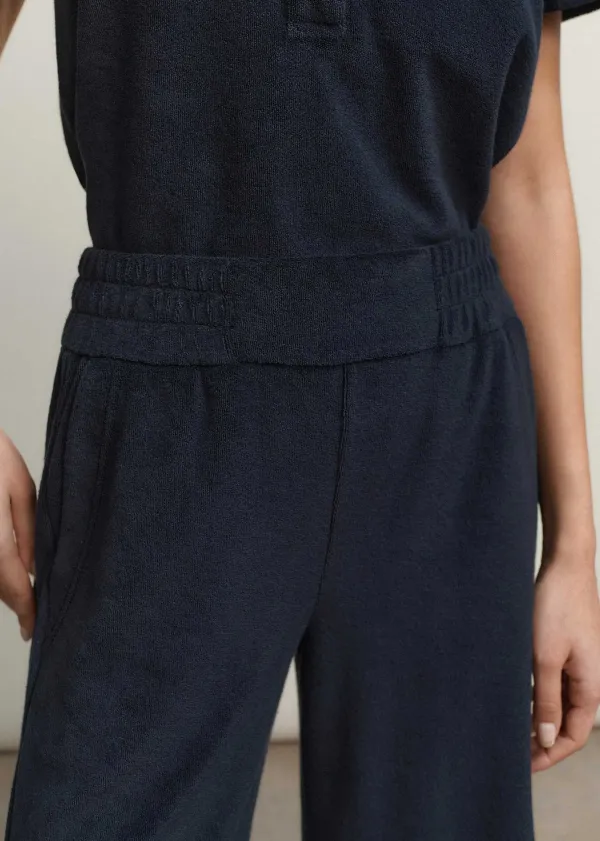 ME+EM Towelling Wide-Leg Crop Trouser Navy