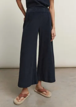 ME+EM Towelling Wide-Leg Crop Trouser Navy