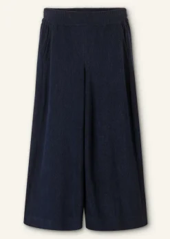 ME+EM Towelling Wide-Leg Crop Trouser Navy