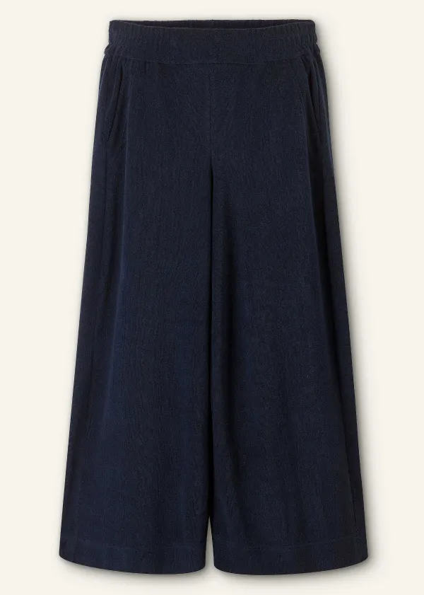 ME+EM Towelling Wide-Leg Crop Trouser Navy