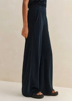 Clearance ME+EM Towelling Wide-Leg Trouser Navy