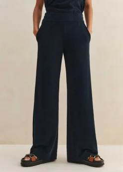 Clearance ME+EM Towelling Wide-Leg Trouser Navy