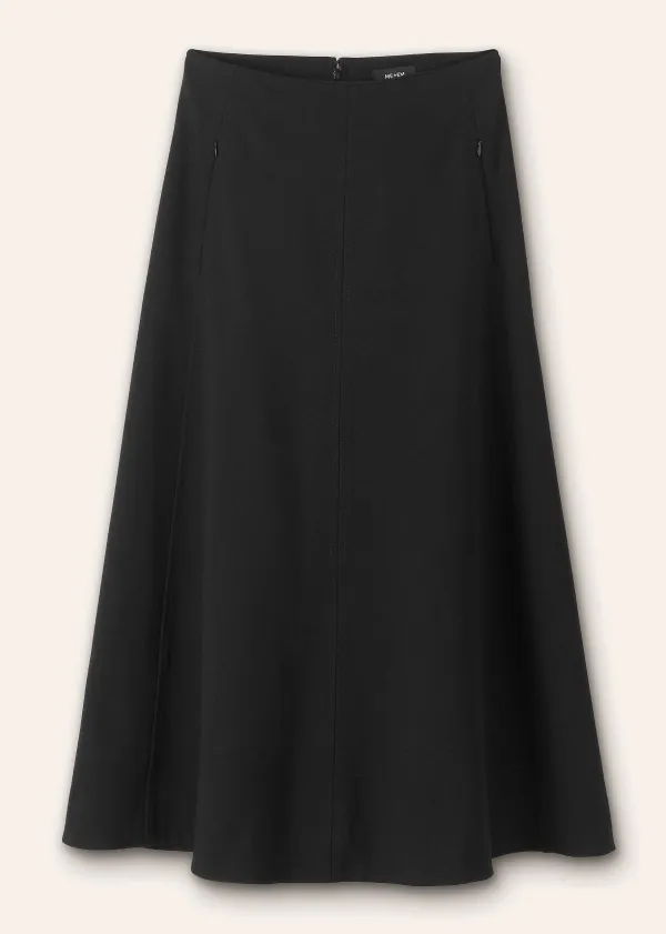Online ME+EM Travel Tailoring A-Line Midi Skirt Black