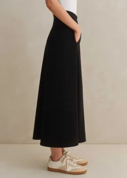 Online ME+EM Travel Tailoring A-Line Midi Skirt Black