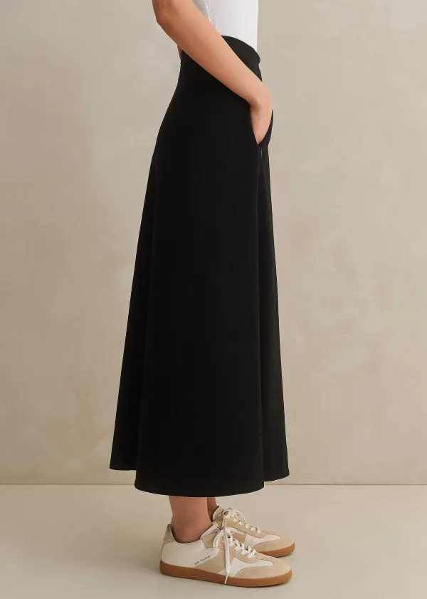 Online ME+EM Travel Tailoring A-Line Midi Skirt Black