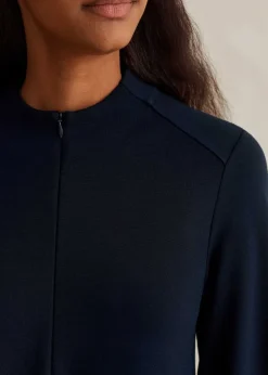 ME+EM Travel Tailoring Balloon Sleeve Swing Top Navy