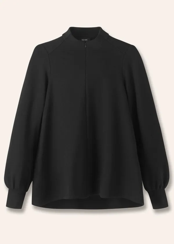 ME+EM Travel Tailoring Balloon Sleeve Swing Top Black