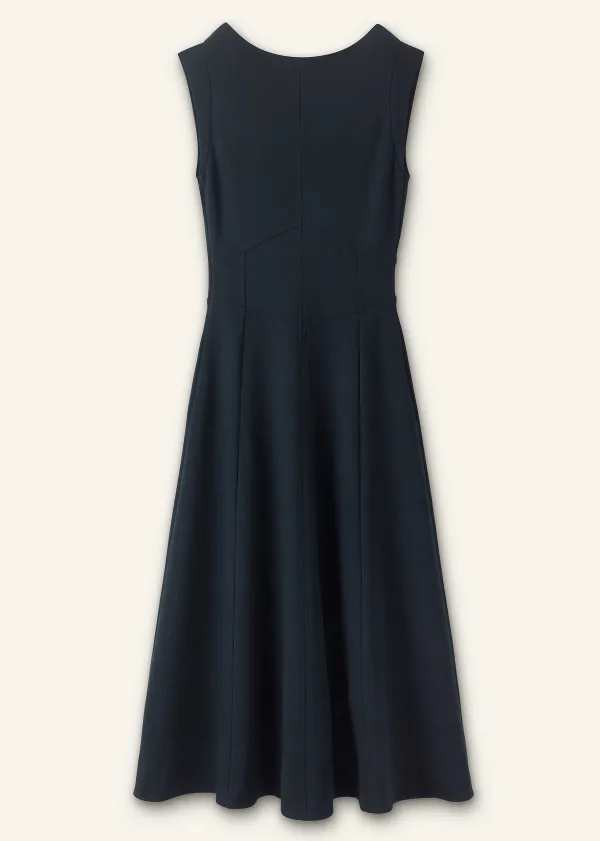 Outlet ME+EM Travel Tailoring Boat Neck Midi Dress Navy