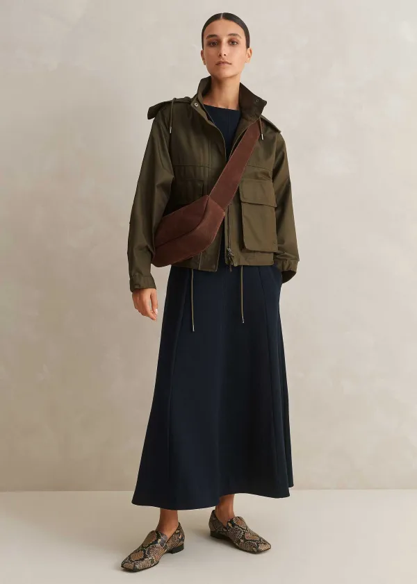 Outlet ME+EM Travel Tailoring Boat Neck Midi Dress Navy