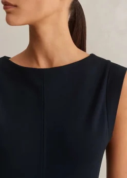 Outlet ME+EM Travel Tailoring Boat Neck Midi Dress Navy
