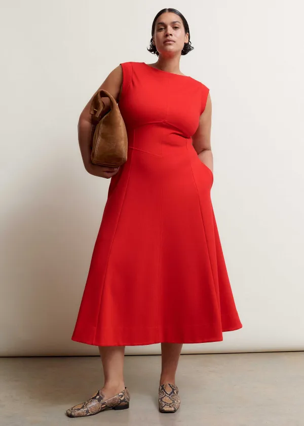 Outlet ME+EM Travel Tailoring Boat Neck Midi Dress