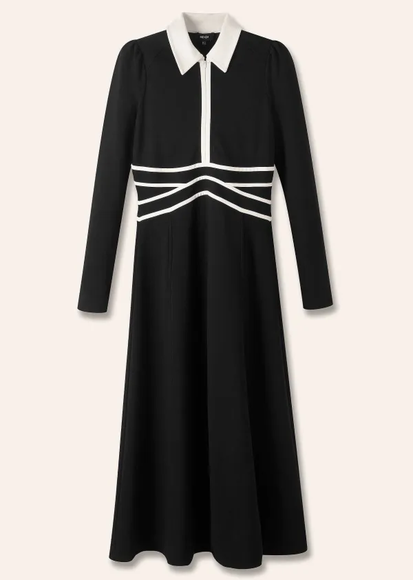ME+EM Travel Tailoring Contrast Detail Maxi Dress Black/Light Cream